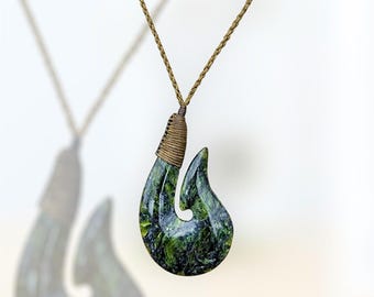 Douglas Stone Hei Matau Hook Pendant,  New Zealand Pounamu