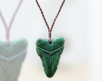 Siberian Nephrite, Shark Tooth Pendant