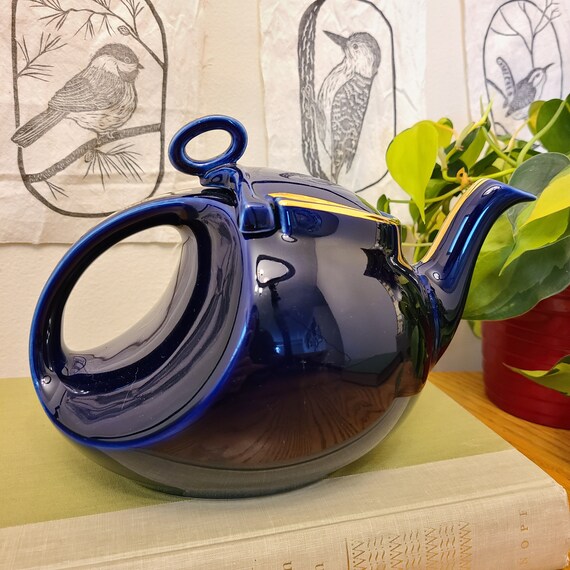 Beautiful Cobalt Blue and Gold Hall Streamline Teapot 0323 Etsy