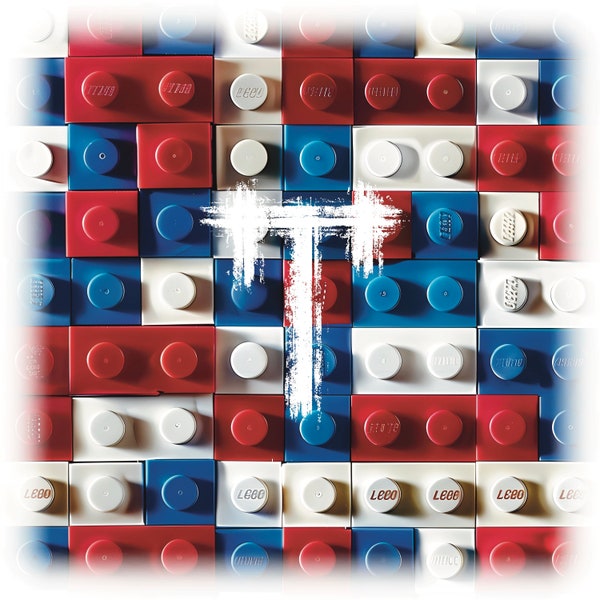 Red, White and Blue building blocks seamless design, kids toy seamless, boy seamless