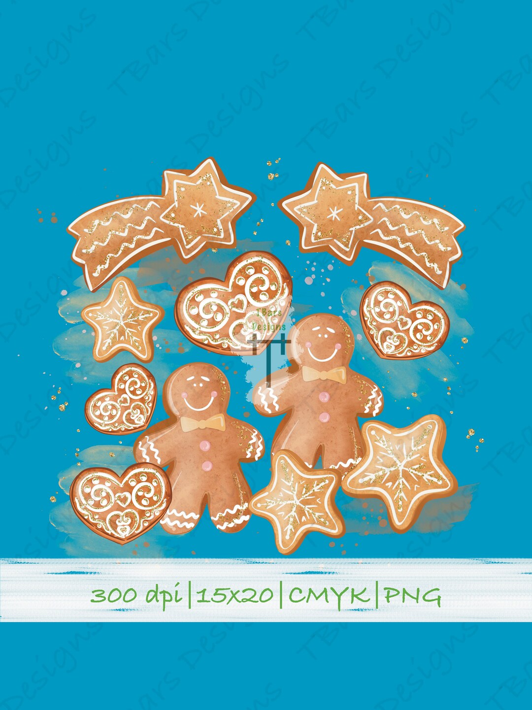 Gingerbread Cookie Panel Design, Christmas Placement Design ...