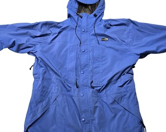 REI Jacket Mens XL Blue Rain Coat Hooded Lined Waterproof Pockets Hiking