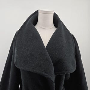 Free People Coatigan Womens M Black Fleece Belted Collared Pockets Open image 2