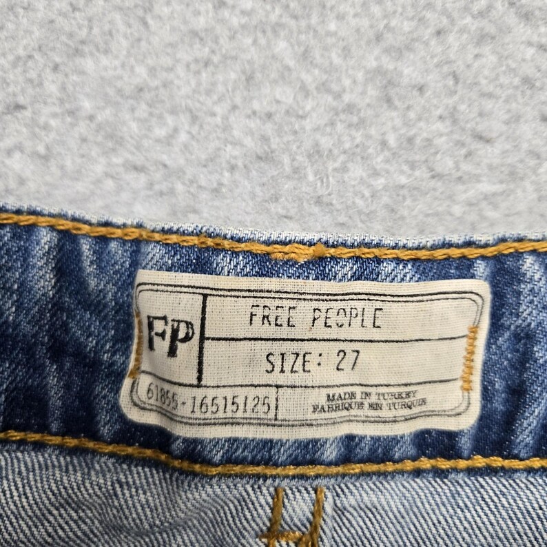 Free People Skirt Womens 27 Blue Denim Embroidered Studded Fringe Mini image 7