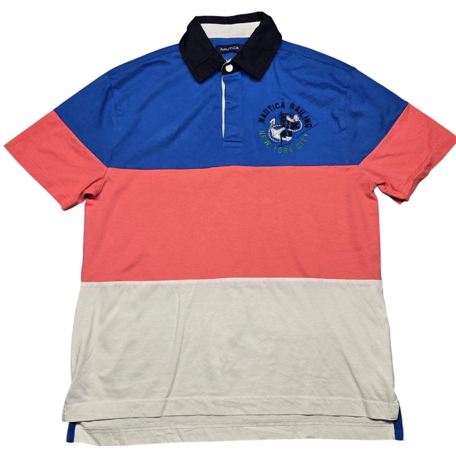 Nautica Polo Shirt Mens Small Multicolor Colorblock Sailing New York City Anchor