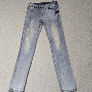 True Religion Geno Relaxed Slim Jeans Boys 12 Blue Distressed Denim Youth Pants zdjęcie 2