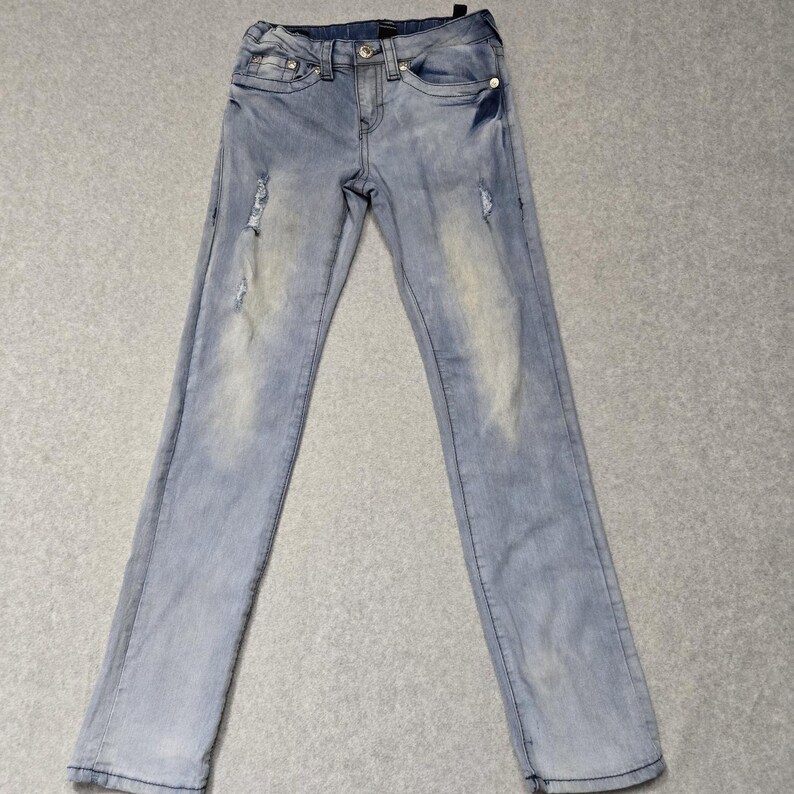 True Religion Geno Relaxed Slim Jeans Boys 12 Blue Distressed Denim Youth Pants zdjęcie 2