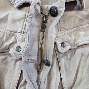 Free People Jacket Womens S Beige Cotton Twill Military Collared Pockets Zip image 16