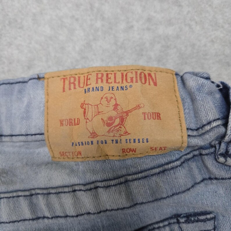 True Religion Geno Relaxed Slim Jeans Boys 12 Blue Distressed Denim Youth Pants zdjęcie 17