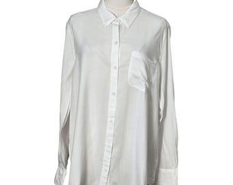 Lola River Button-Up Womens XL White Tunic Collared Long Sleeve Pockets