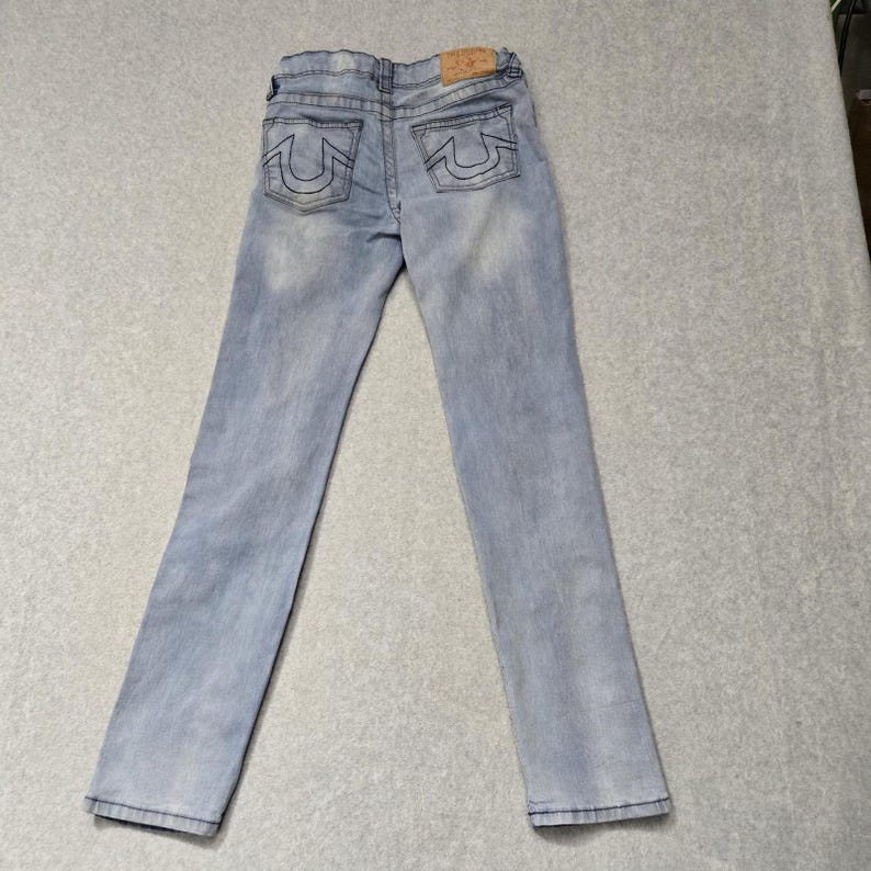 True Religion Geno Relaxed Slim Jeans Boys 12 Blue Distressed Denim Youth Pants zdjęcie 16