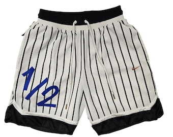 Nike Dri Fit Basketball Shorts Mens S White Black Pinstripe Mesh Graphic