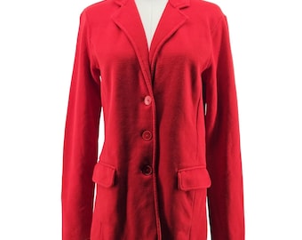 Lauren Ralph Lauren Blazer Womens M Red Cotton Blend Collared Pockets Unlined