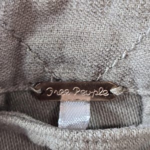 Free People Jacket Womens S Beige Cotton Twill Military Collared Pockets Zip image 10