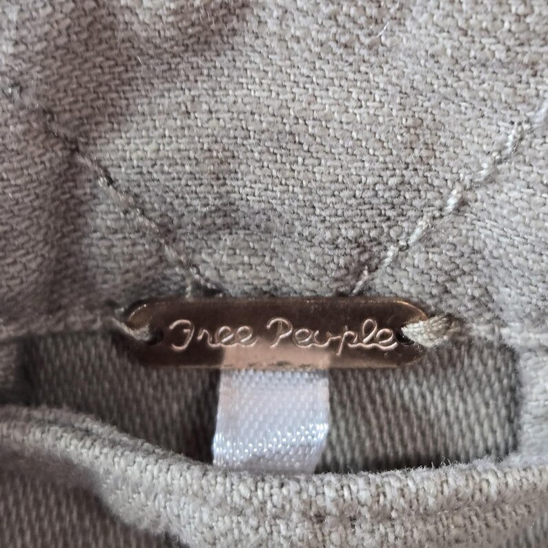 Free People Jacket Womens S Beige Cotton Twill Military Collared Pockets Zip image 10