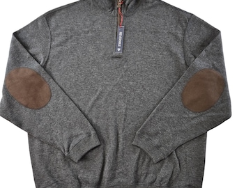 Cremieux Sweater Mens XL Gray Mock Neck 1/4 Zip Reversible Cotton Pullover