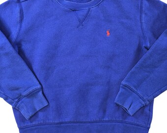 Polo Ralph Lauren Sweatshirt Boys M Blue Pullover Heavyweight Lined Logo