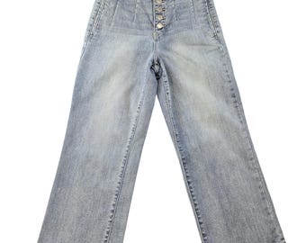 Judy Blue Jeans Womens 3/26 Blue Light Wash Pleated Wide-Leg High Rise 26x28