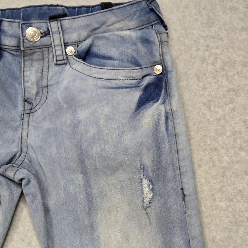 True Religion Geno Relaxed Slim Jeans Boys 12 Blue Distressed Denim Youth Pants zdjęcie 5