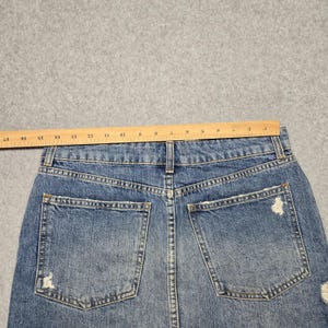 Free People Skirt Womens 27 Blue Denim Embroidered Studded Fringe Mini image 4