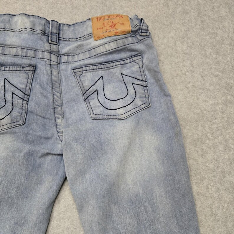 True Religion Geno Relaxed Slim Jeans Boys 12 Blue Distressed Denim Youth Pants zdjęcie 20