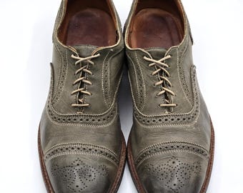 Allen Edmonds Mens 15 Olive Green Cap Toe Brogue Oxford Dress Shoes Dainite USA