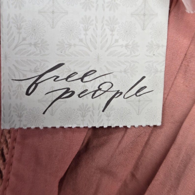 Free People Blouse Womens S Pink Cropped 100% Cotton Puff Sleeve Crochet image 7