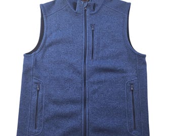 Vineyard Vines Sweater Vest Mens M Blue Mock Neck Full Zip Pockets Lined