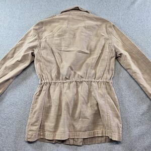 Free People Jacket Womens S Beige Cotton Twill Military Collared Pockets Zip image 14