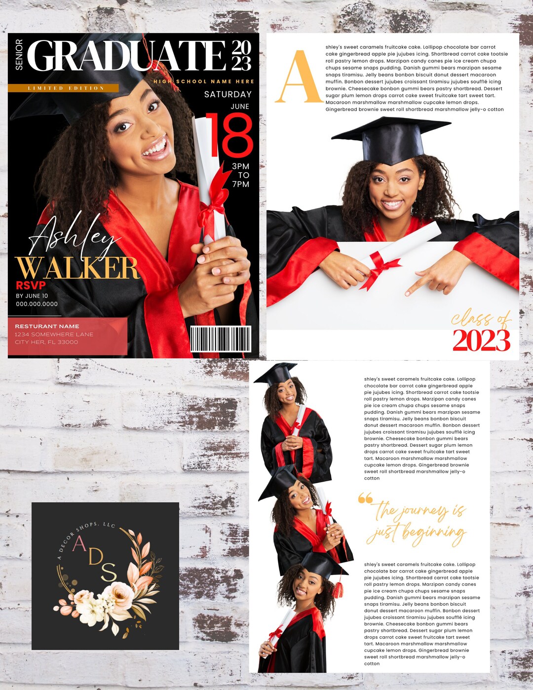 Graduation Magazine Cover Invitation Graduation Announcement Etsy