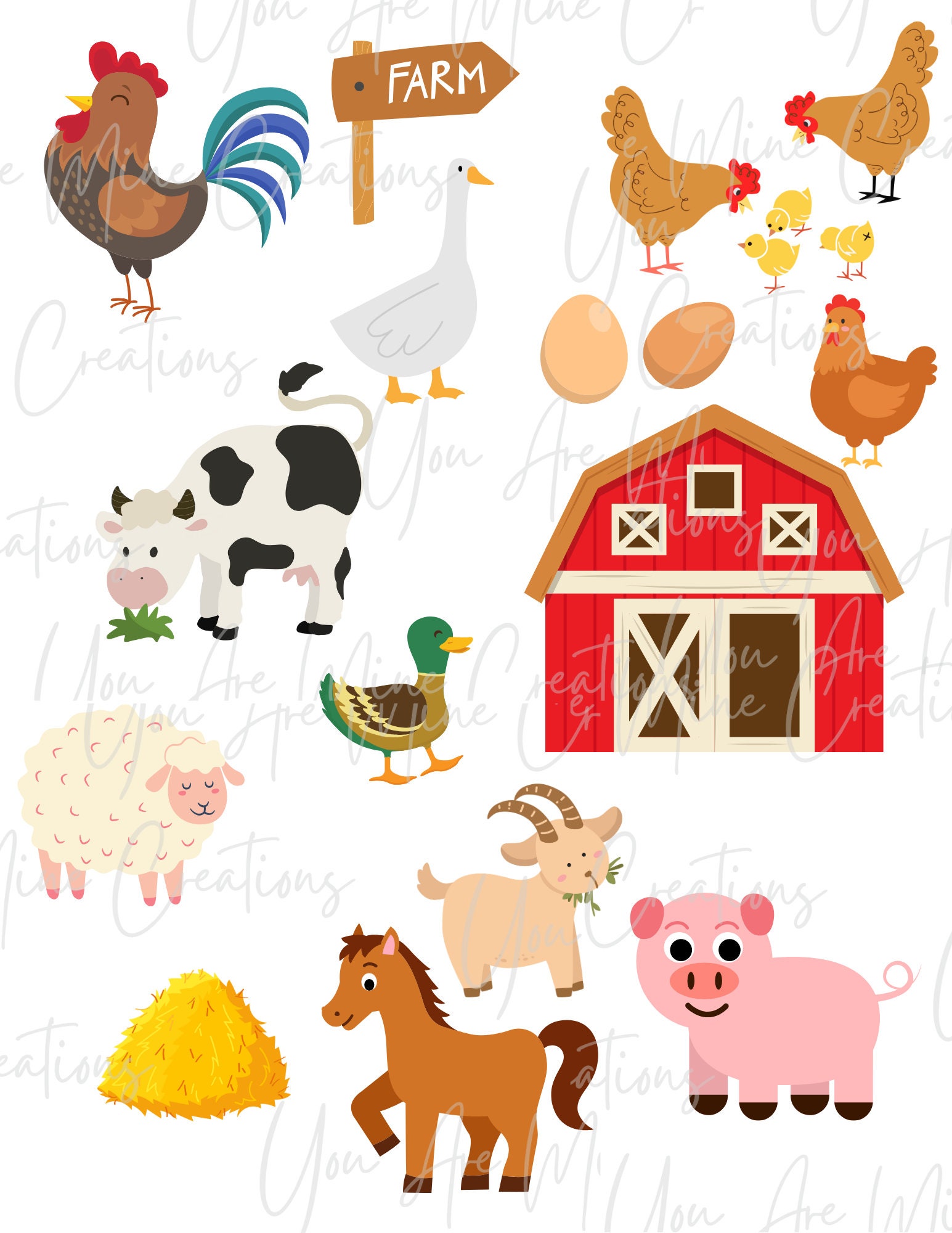 Cute Farm Animals SVG, PNG, JPG for Crafts and Die-cut Cricut Kids ...