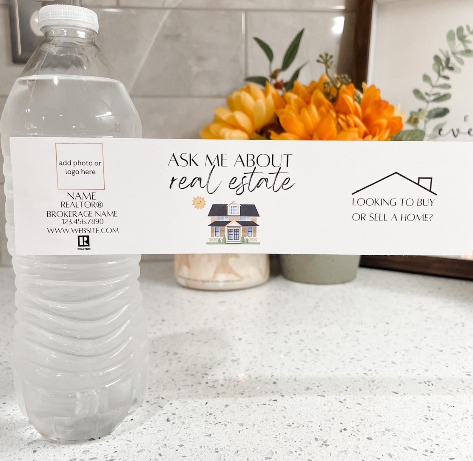 Realtor Ask Me About Real Estate Water Bottle Labels Etsy