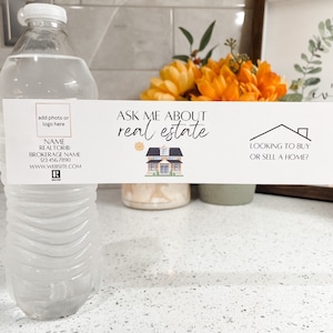 Realtor Ask me about Real Estate Water Bottle Labels - Editable - Digital Download Real Estate