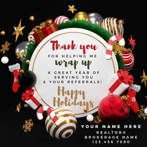 Realtor Holiday Christmas Pop By Tags - Editable Template - Digital Download Real Estate