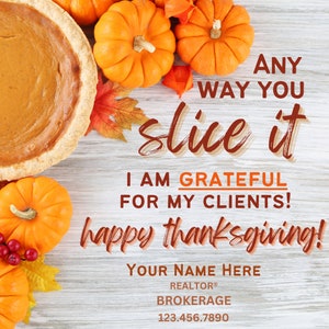 Realtor Pie Thanksgiving Pop By Tags - Editable Template - Digital Download Real Estate
