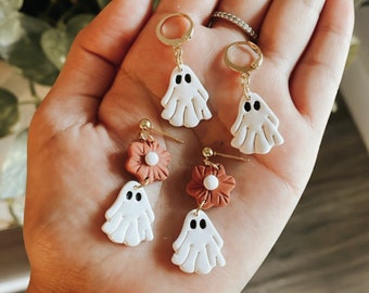 Cute Ghost Earrings Fall Clay Earrings Halloween Clay Earrings
