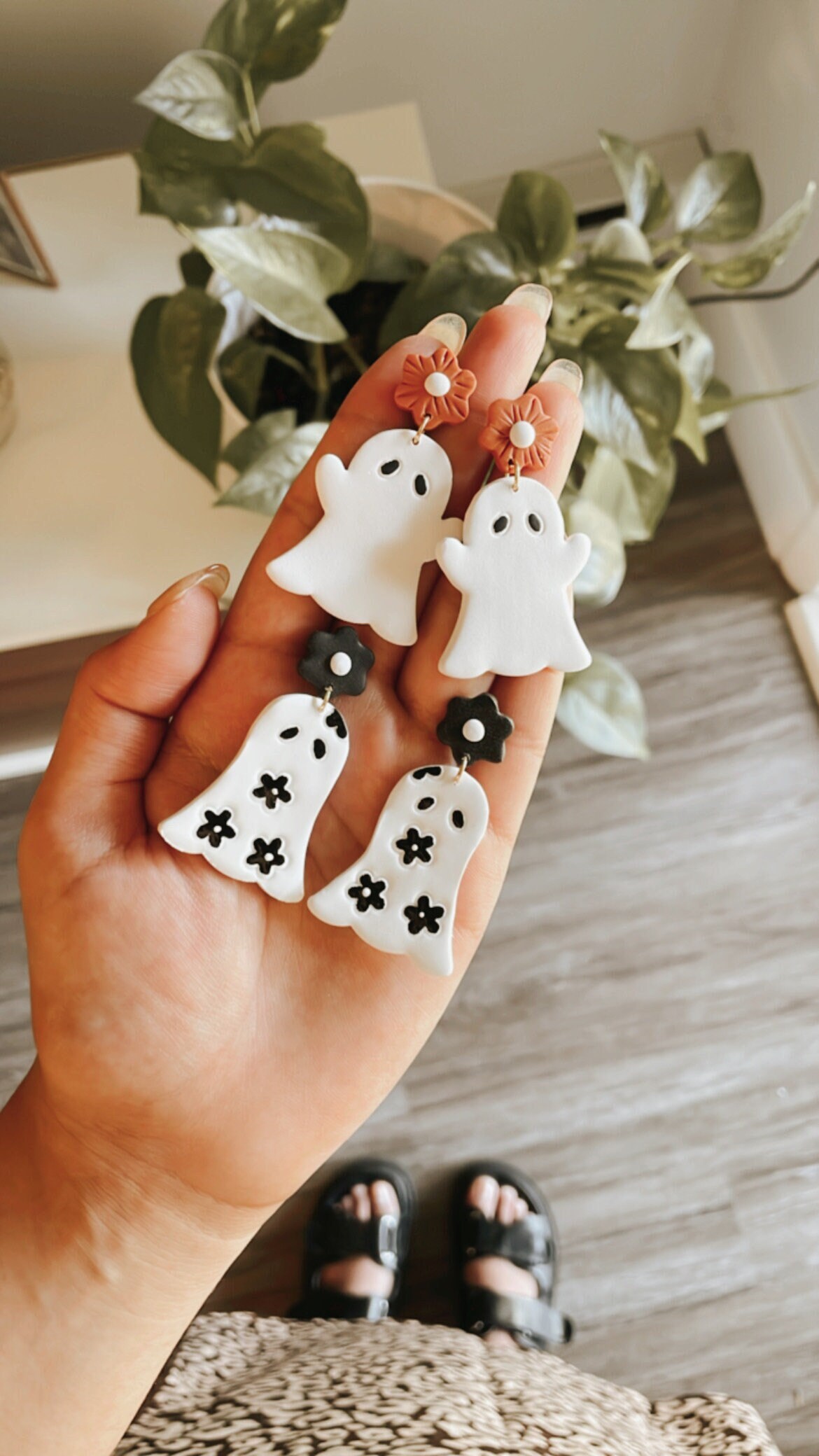 Polymer clay ghost earrings best sale