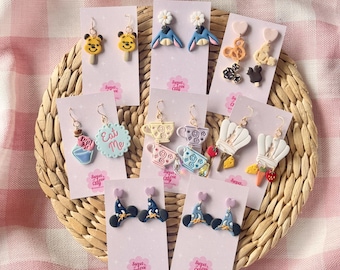Pendientes de arcilla polimérica de verano: inspirados en un parque temático mágico.