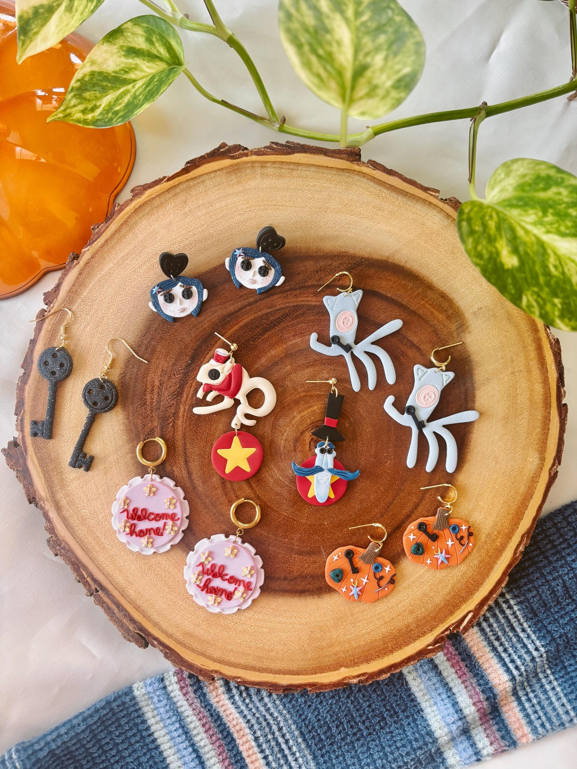 Coraline Earrings | Coraline Button Clay Earrings | Bobinsky Earrings | Handmade Jewelry