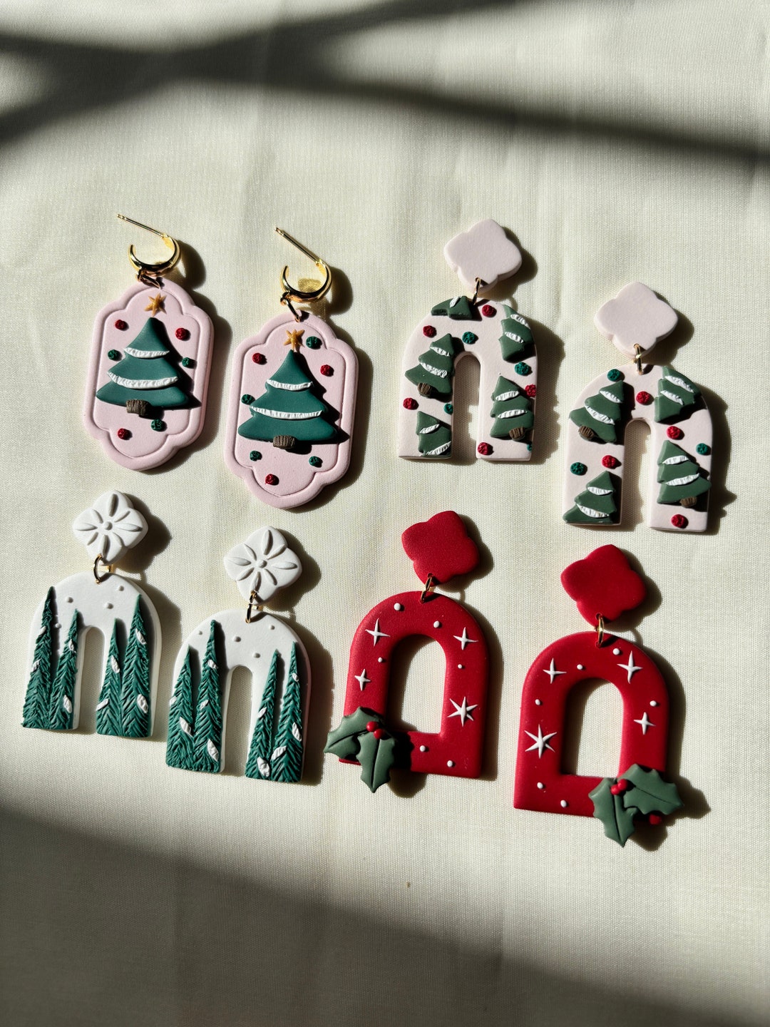 Christmas Polymer Clay Earrings Christmas Clay Arches Christmas ...