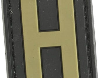 Patchmate Tactical PVC Rubber Letter Patch - Letter ‘H’ - 1.3x1 Inch Tactical Hook & Loop Backed Patch