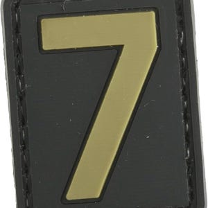 Patchmate Tactical PVC Rubber Letter Patch - Number ‘7’ #7 - 1.3x1 Inch Tactical Hook & Loop Backed Patch