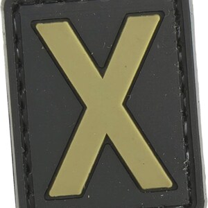 Patchmate Tactical PVC Rubber Letter Patch - Letter ‘X’ - 1.3x1 Inch Tactical Hook & Loop Backed Patch