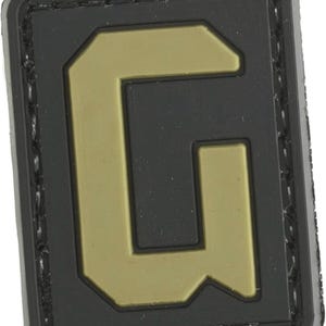 Patchmate Tactical PVC Rubber Letter Patch - Letter ‘G’ - 1.3x1 Inch Tactical Hook & Loop Backed Patch