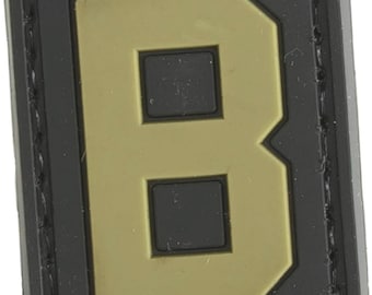 Patchmate Tactical PVC Rubber Letter Patch - Letter ‘B’ - 1.3x1 Inch Tactical Hook & Loop Backed Patch