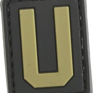 Patchmate Tactical PVC Rubber Letter Patch - Letter ‘U’ - 1.3x1 Inch Tactical Hook & Loop Backed Patch