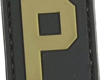 Patchmate Tactical PVC Rubber Letter Patch - Letter ‘P’ - 1.3x1 Inch Tactical Hook & Loop Backed Patch