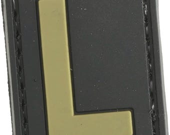 Patchmate Tactical PVC Rubber Letter Patch - Letter ‘L’ - 1.3x1 Inch Tactical Hook & Loop Backed Patch