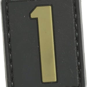 Patchmate Tactical PVC Rubber Letter Patch - Number ‘1’ #1 - 1.3x1 Inch Tactical Hook & Loop Backed Patch