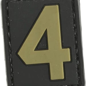 Patchmate Tactical PVC Rubber Letter Patch - Number ‘4’ #4 - 1.3x1 Inch Tactical Hook & Loop Backed Patch